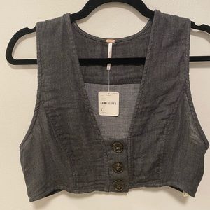 NWT Free People Cropped Button Tank Top Size 4